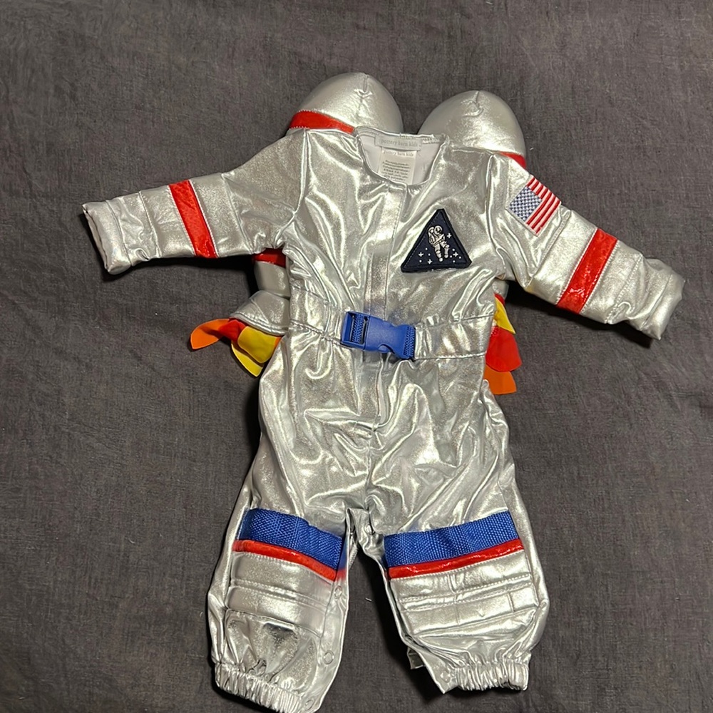 Pottery Barn kids astronaut costume with detachable (Velcro) rockets